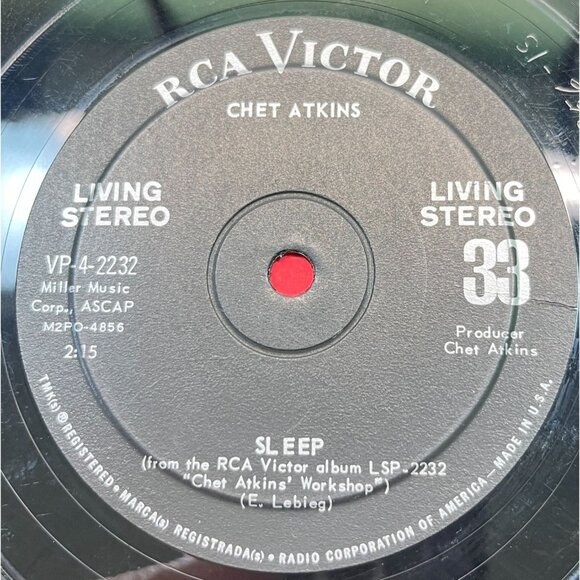 Chet Atkins Jukebox Compact 33 Country Lullaby of Birdland / Sleep RCA Victor - Picture 2 of 6